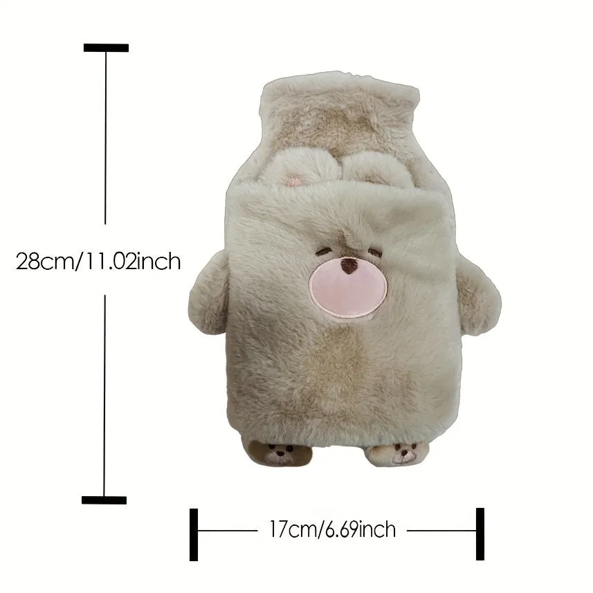 1000ML Cartoon Animal Cute Plush Warm Water Bag - Hot Water Bottles with PVC Inner Liner, Portable, Movable, Quick and Long-lasting Insulation for Warm Hands and Feet, Period Warmth, and Cozy Bed Comfort