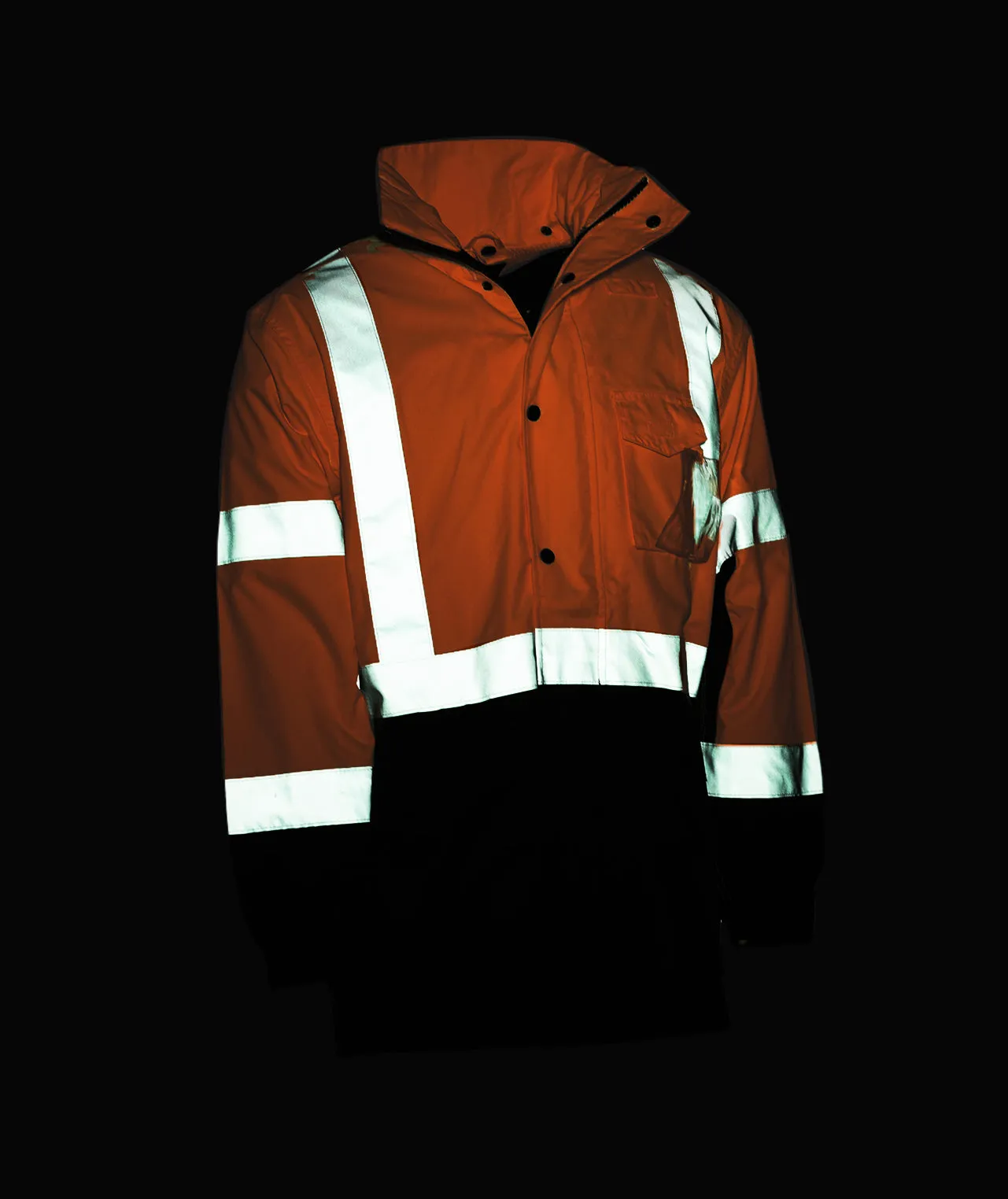 431STOB Safety Jacket: Hi-Vis Parka Coat: Breathable Waterproof Hooded: 2-Tone Orange