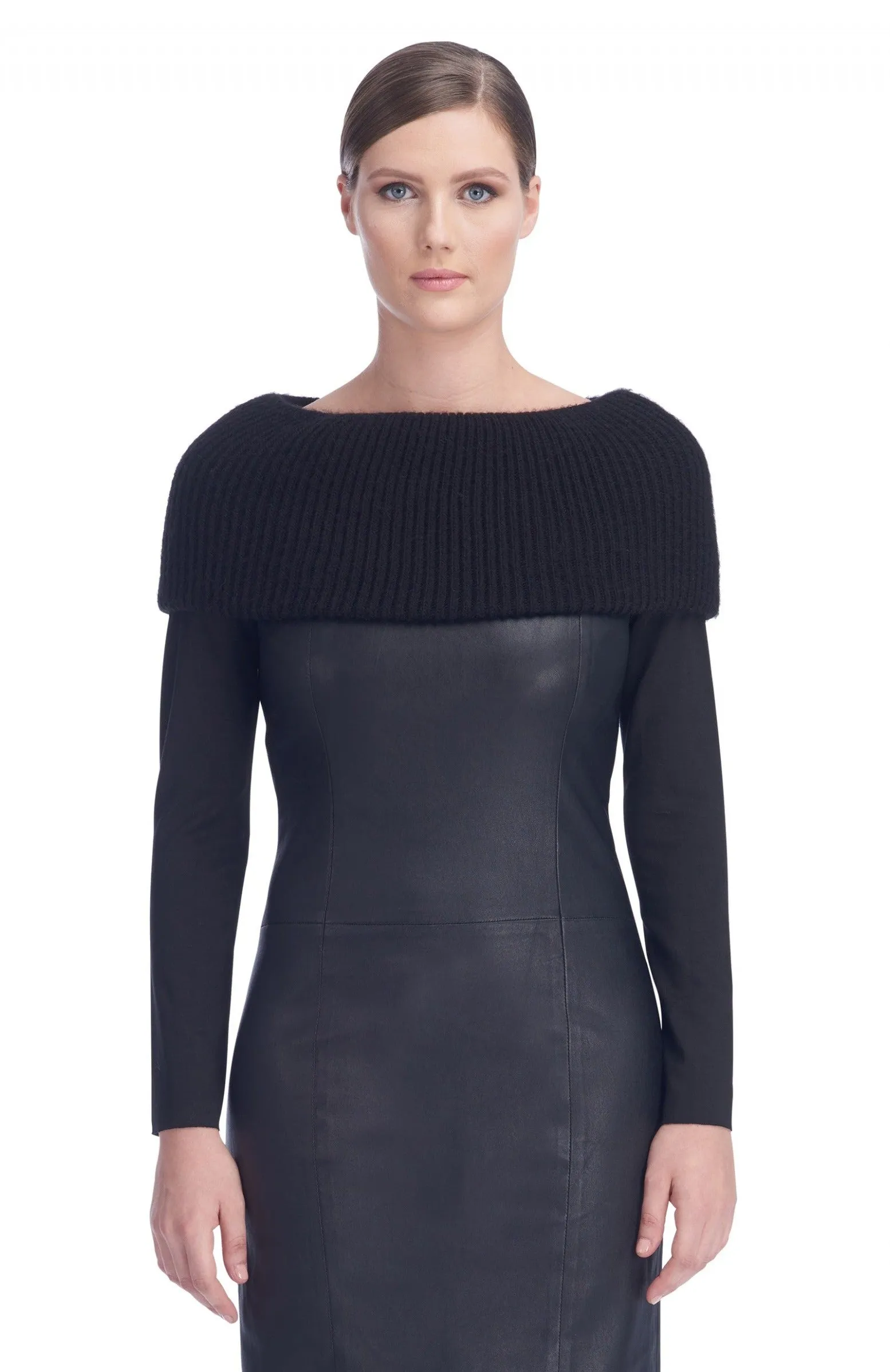 Angelique Black Stretch Leather Dress