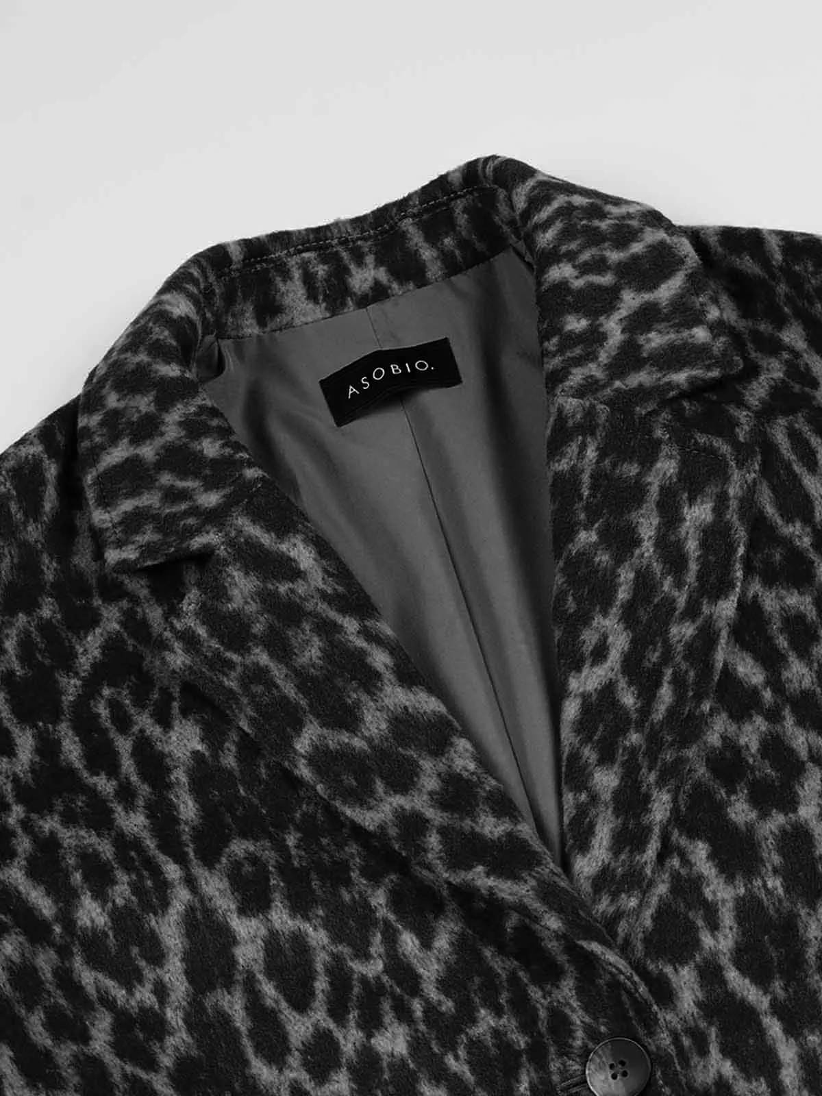 ASOBIO Retro Woolen Leopard Print Jacquard Coat