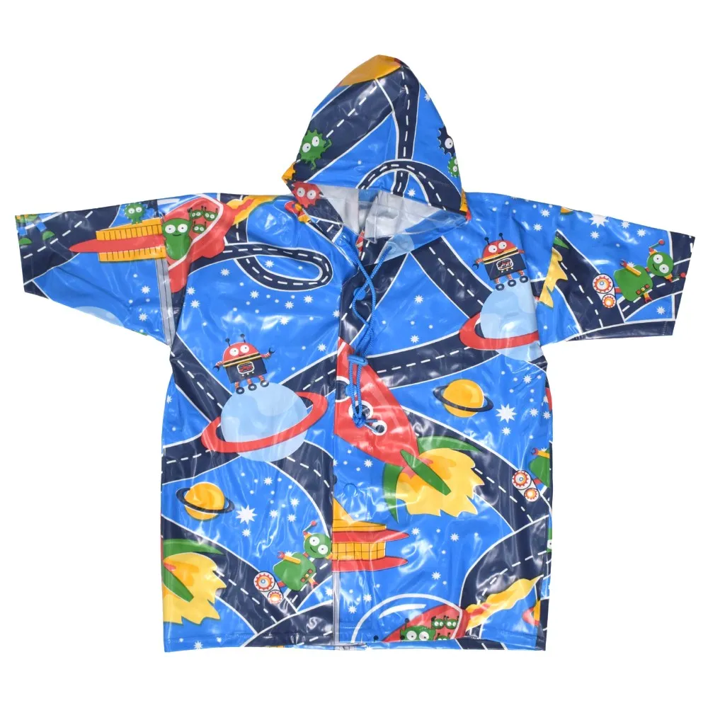 Blue Space Theme Half Sleeves Raincoat