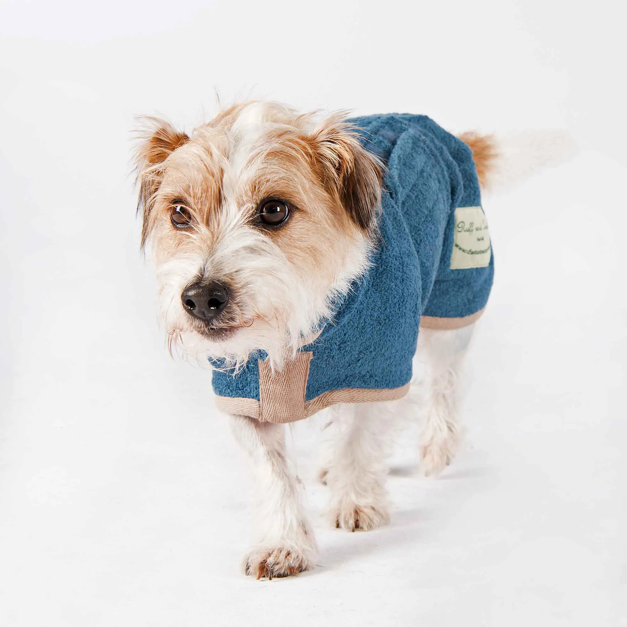 Classic Dog Drying Coat in Blue by Ruff and Tumble