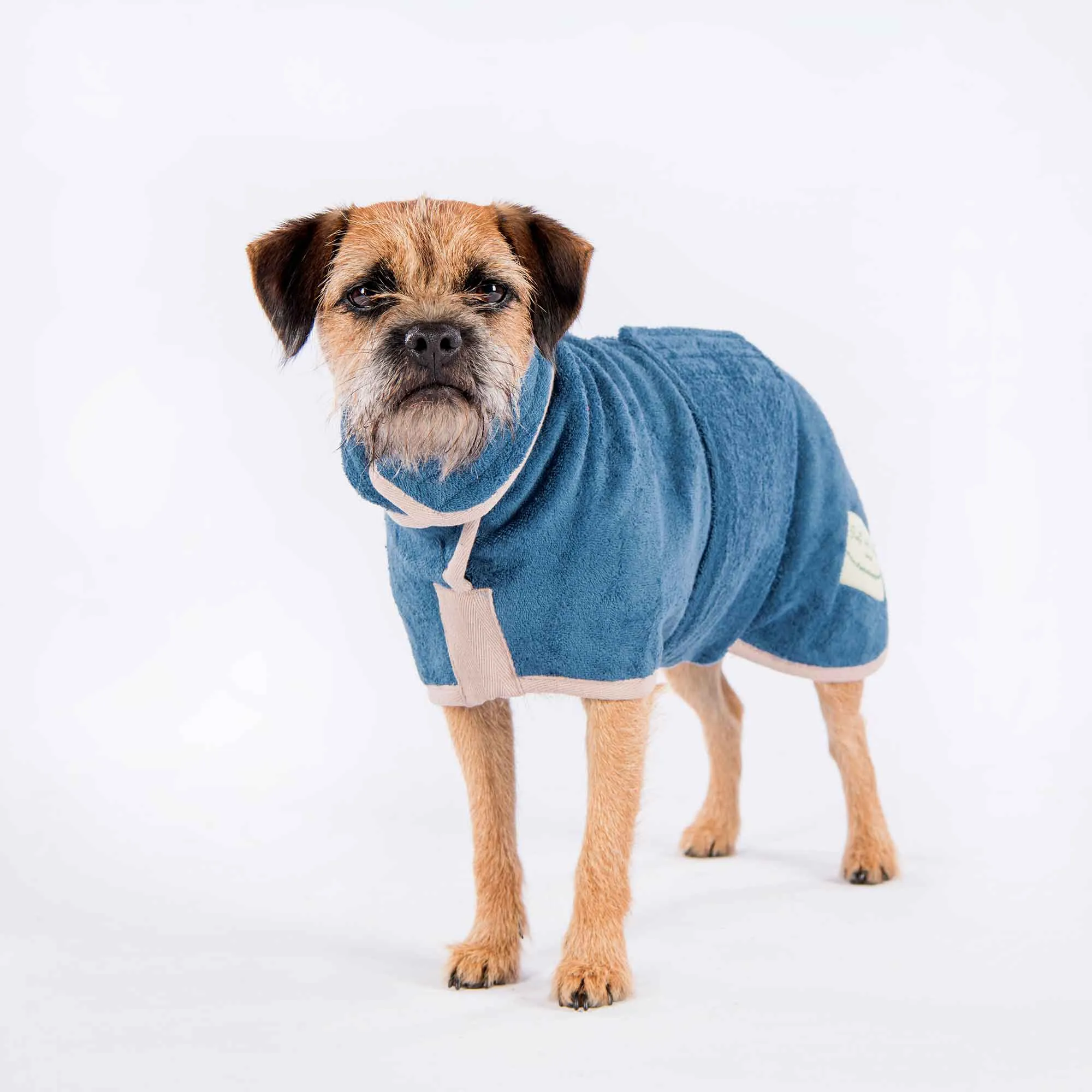 Classic Dog Drying Coat in Blue by Ruff and Tumble