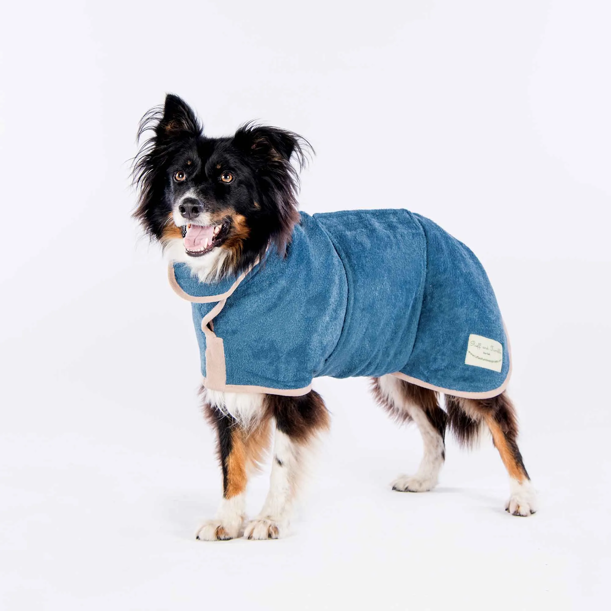 Classic Dog Drying Coat in Blue by Ruff and Tumble