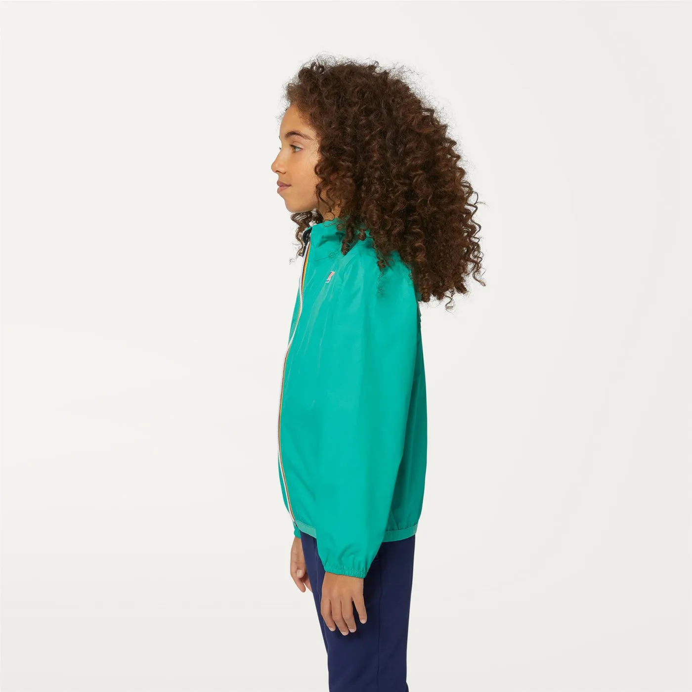 Claude - Kids Packable Full Zip Waterproof Rain Jacket in Green Marine