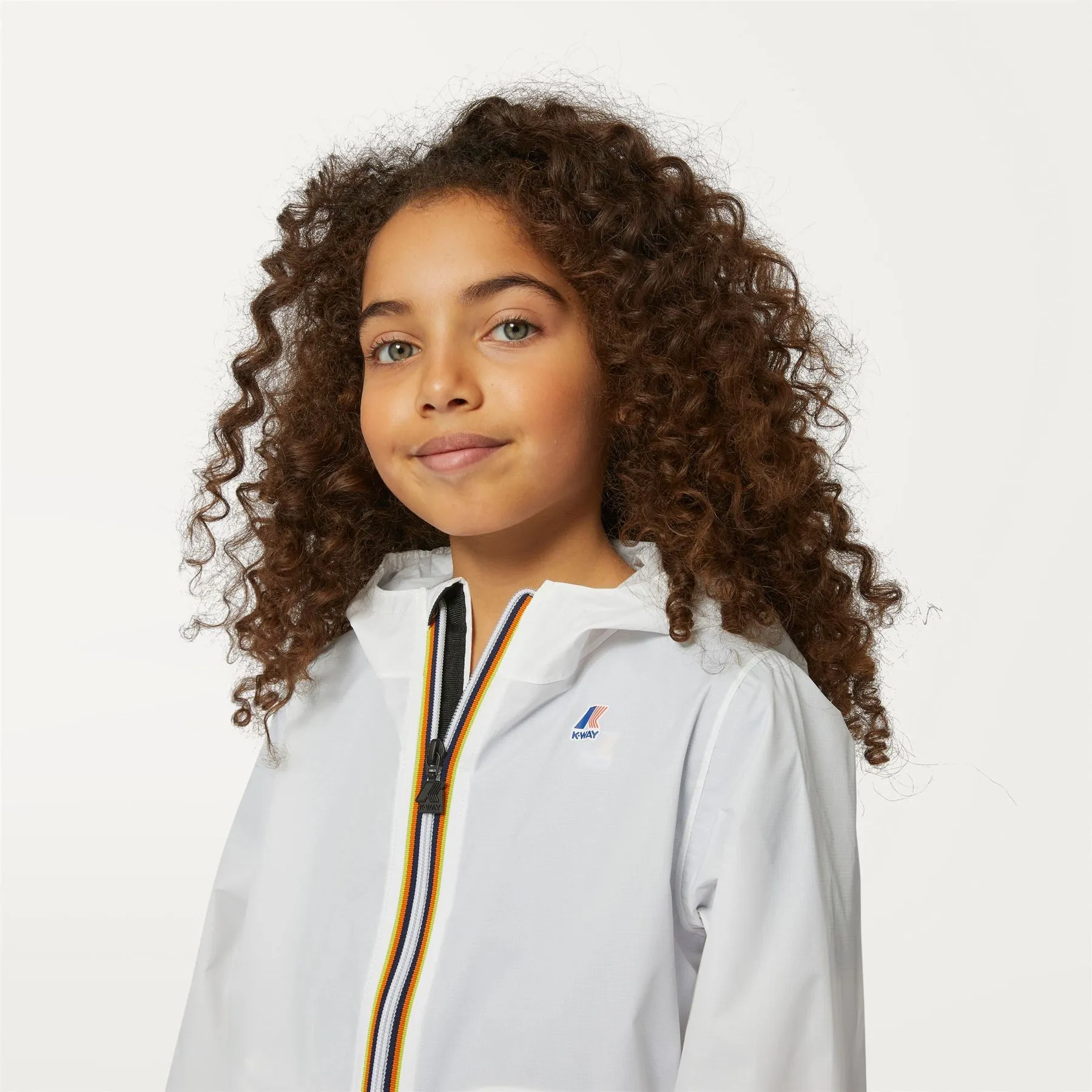 Claude - Kids Packable Full Zip Waterproof Rain Jacket in White