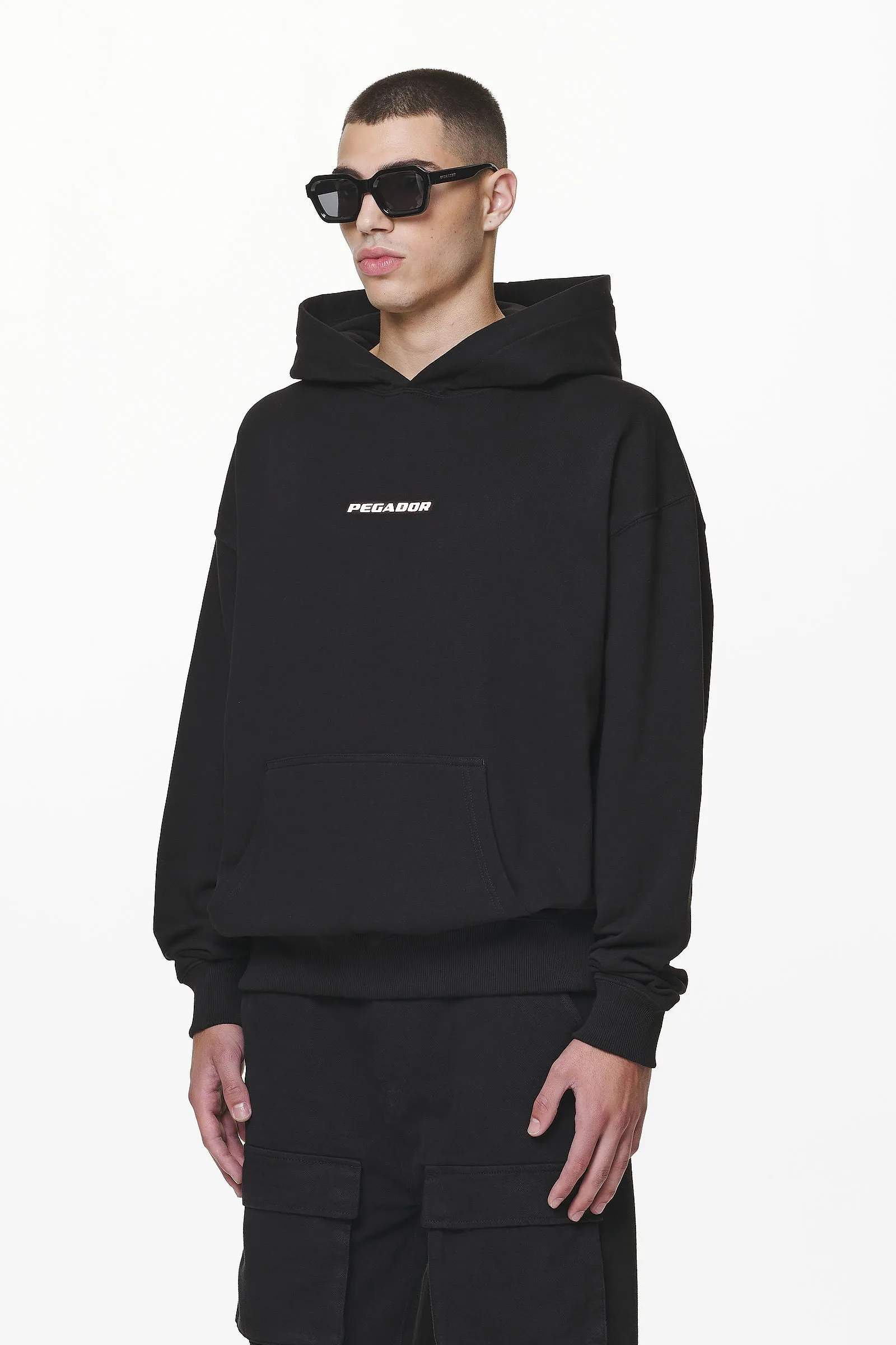 Colne Logo Oversized Hoodie Black