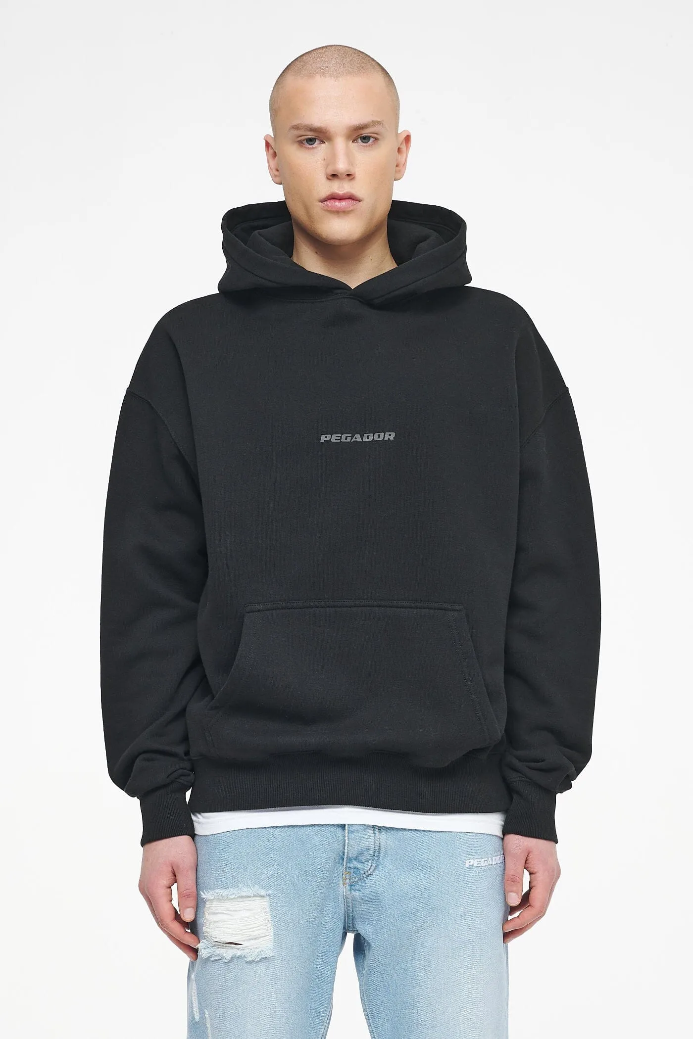 Colne Logo Oversized Hoodie Vintage Washed Black Ink Gum