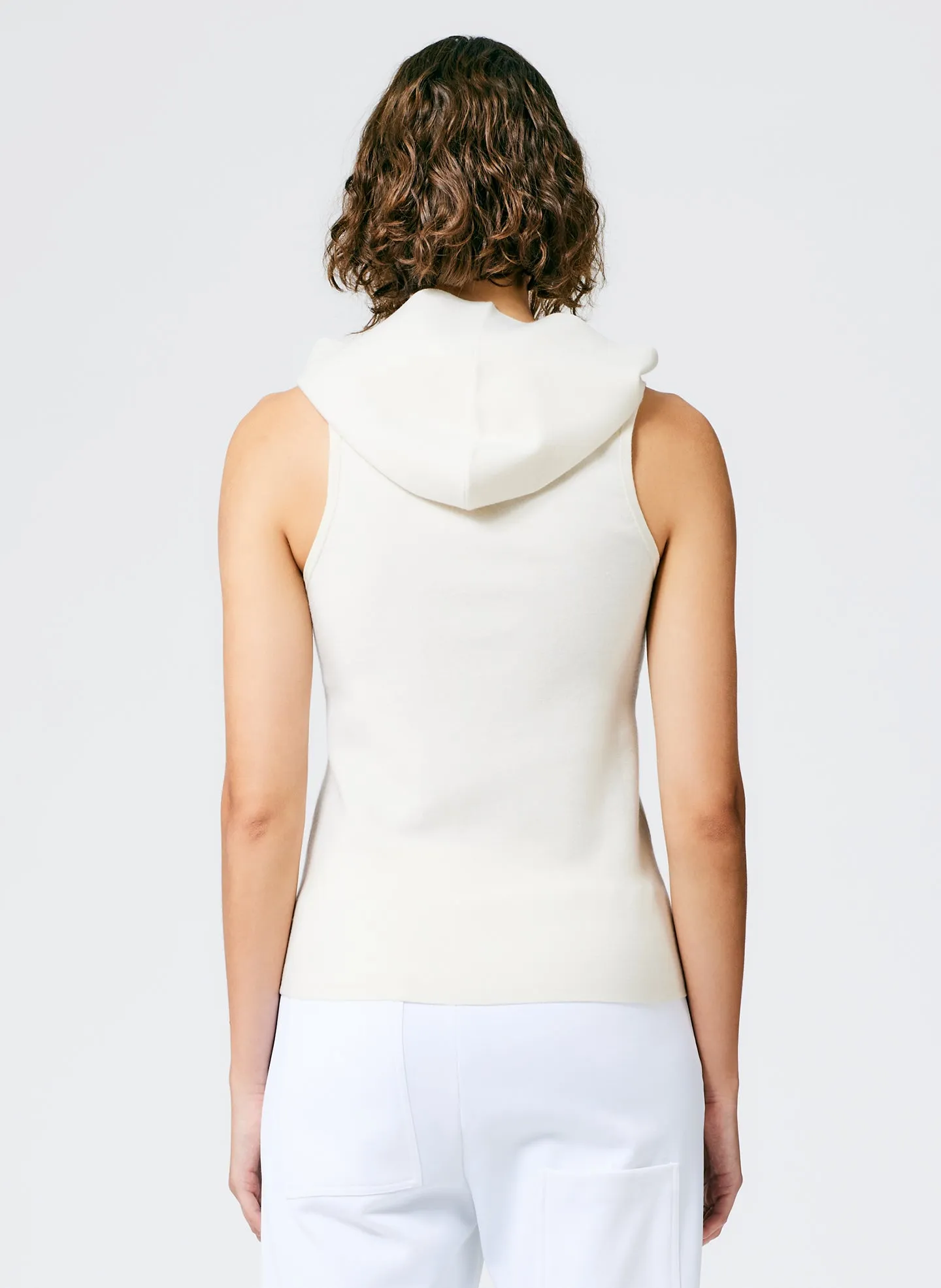 Compact Stretch Cashmere Sleeveless Hoodie