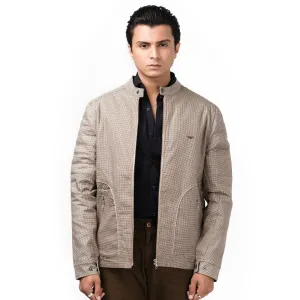 Cotton Checkered Jacket-Beige