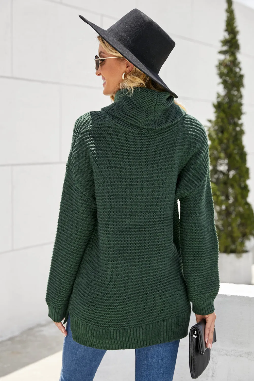 Drop and Roll Oversized Turtleneck Sweater in Green, Grey, Khaki, or Navy