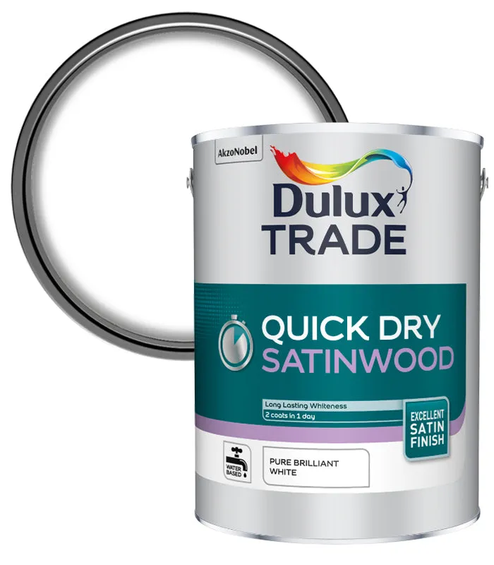 Dulux Trade Quick Dry Satinwood Paint - Pure Brilliant White