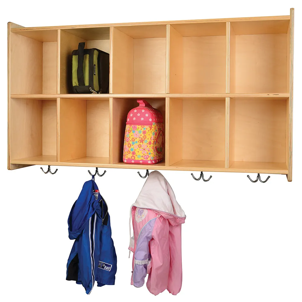 Eco-Friendly Wall Mount Cubbie Unit with Coat Hooks & Storage