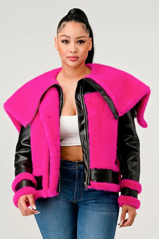 Faux Fur Aviator Jacket