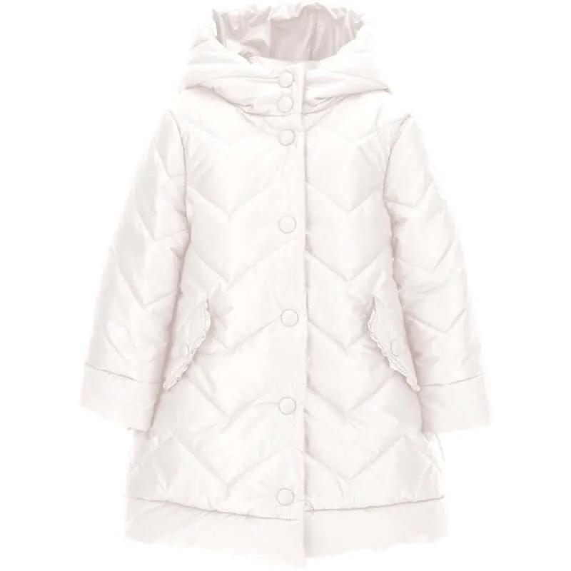 Girls White Quilted Jacket