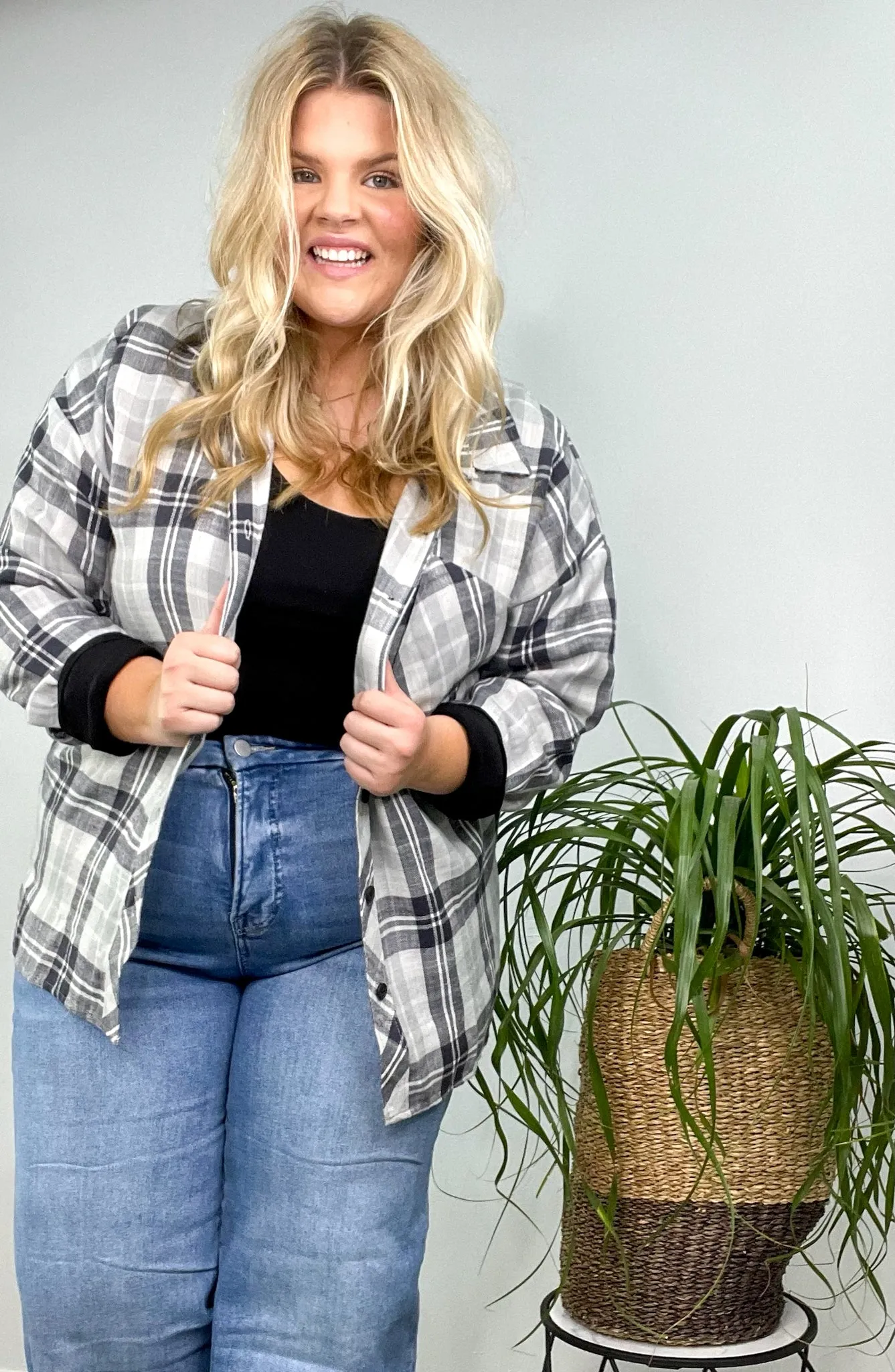 High Five Curvy Oversized Boyfriend Flannel