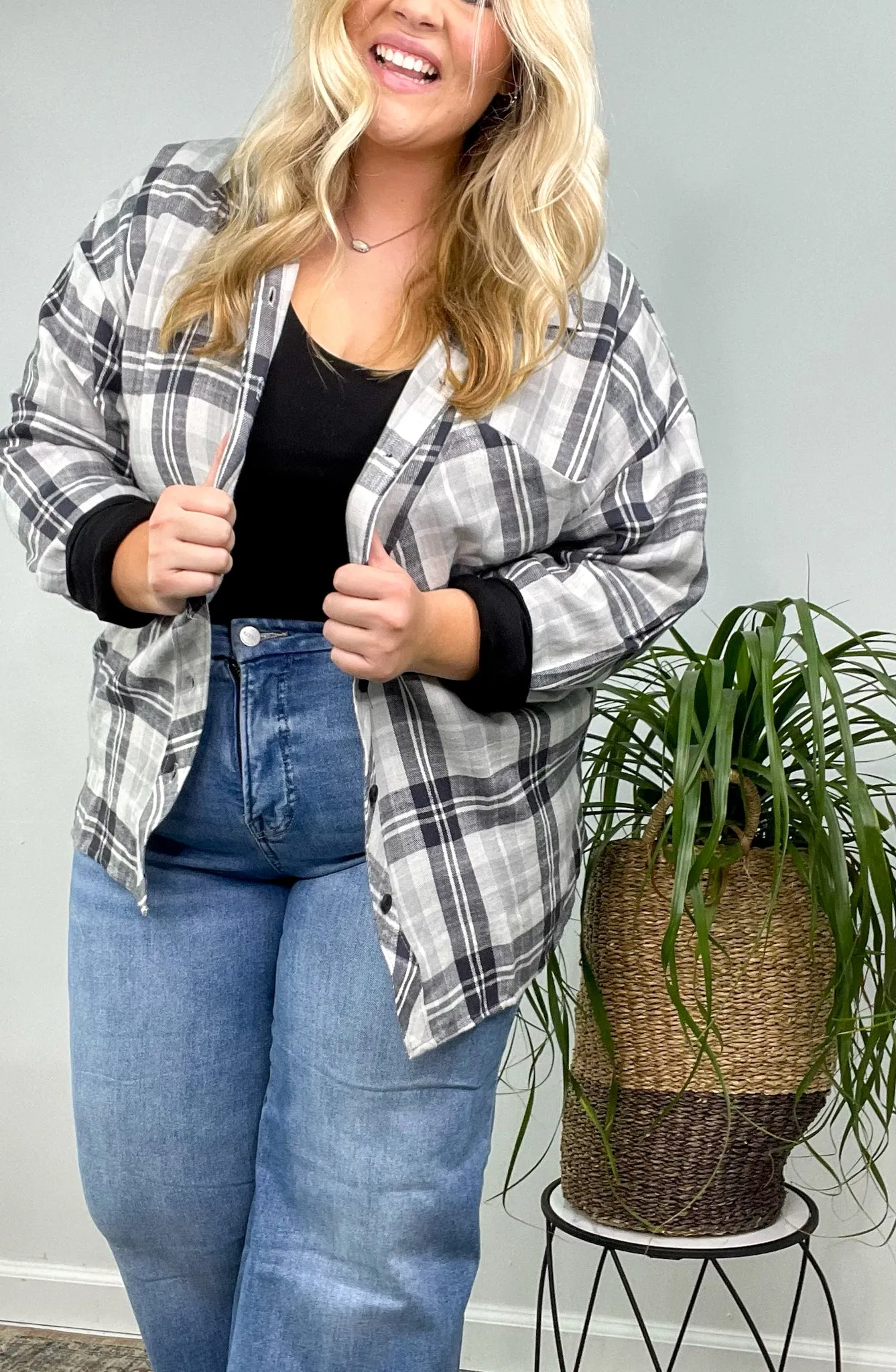 High Five Curvy Oversized Boyfriend Flannel