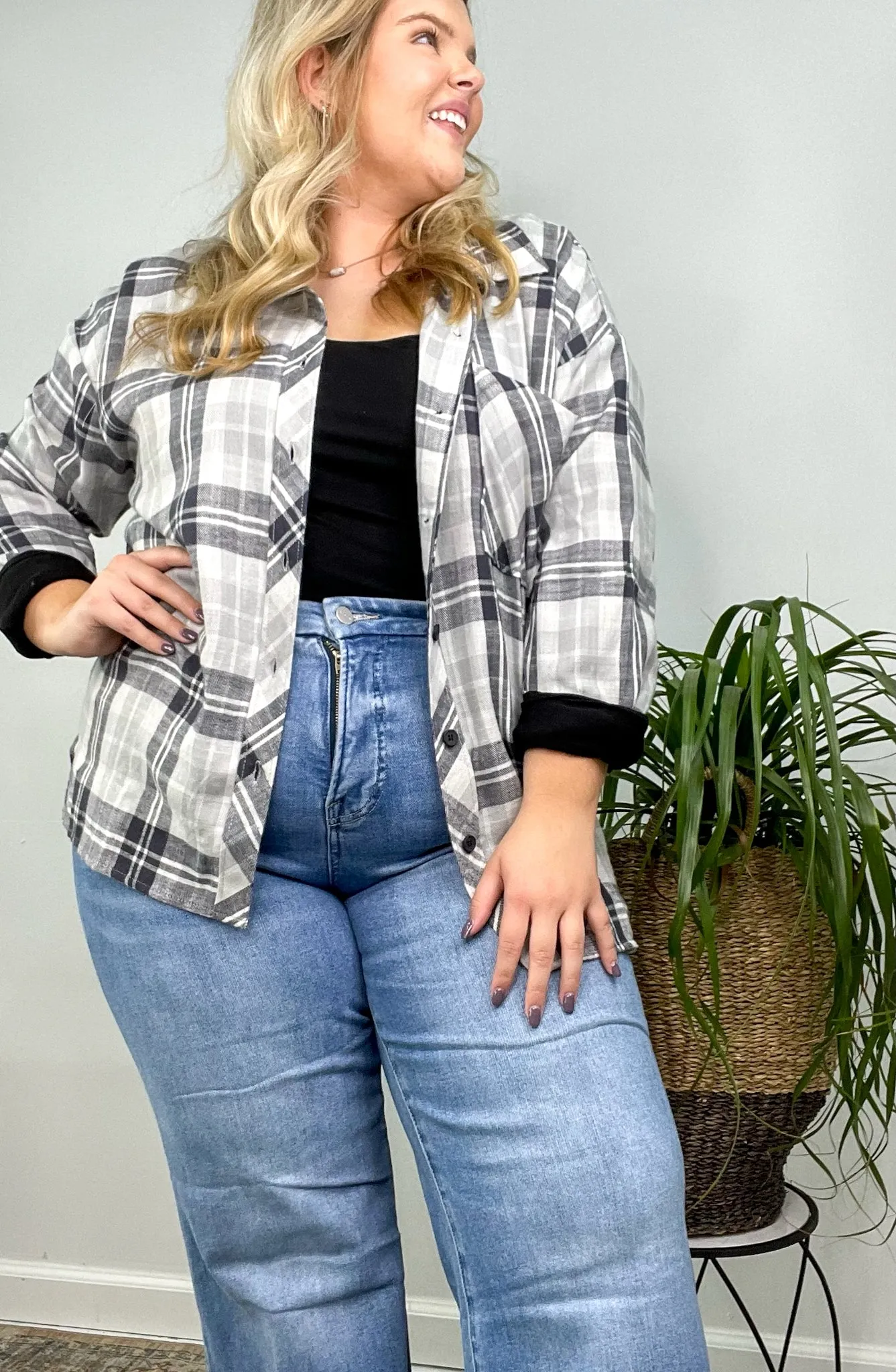 High Five Curvy Oversized Boyfriend Flannel