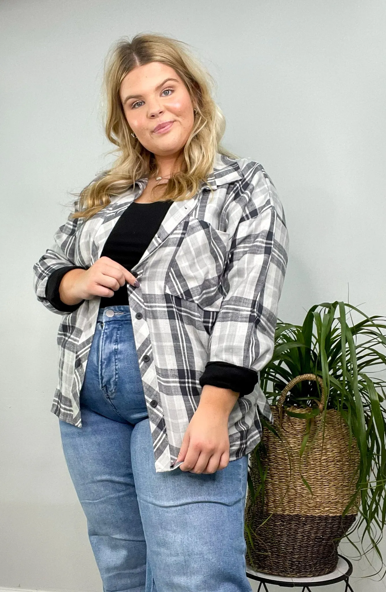 High Five Curvy Oversized Boyfriend Flannel