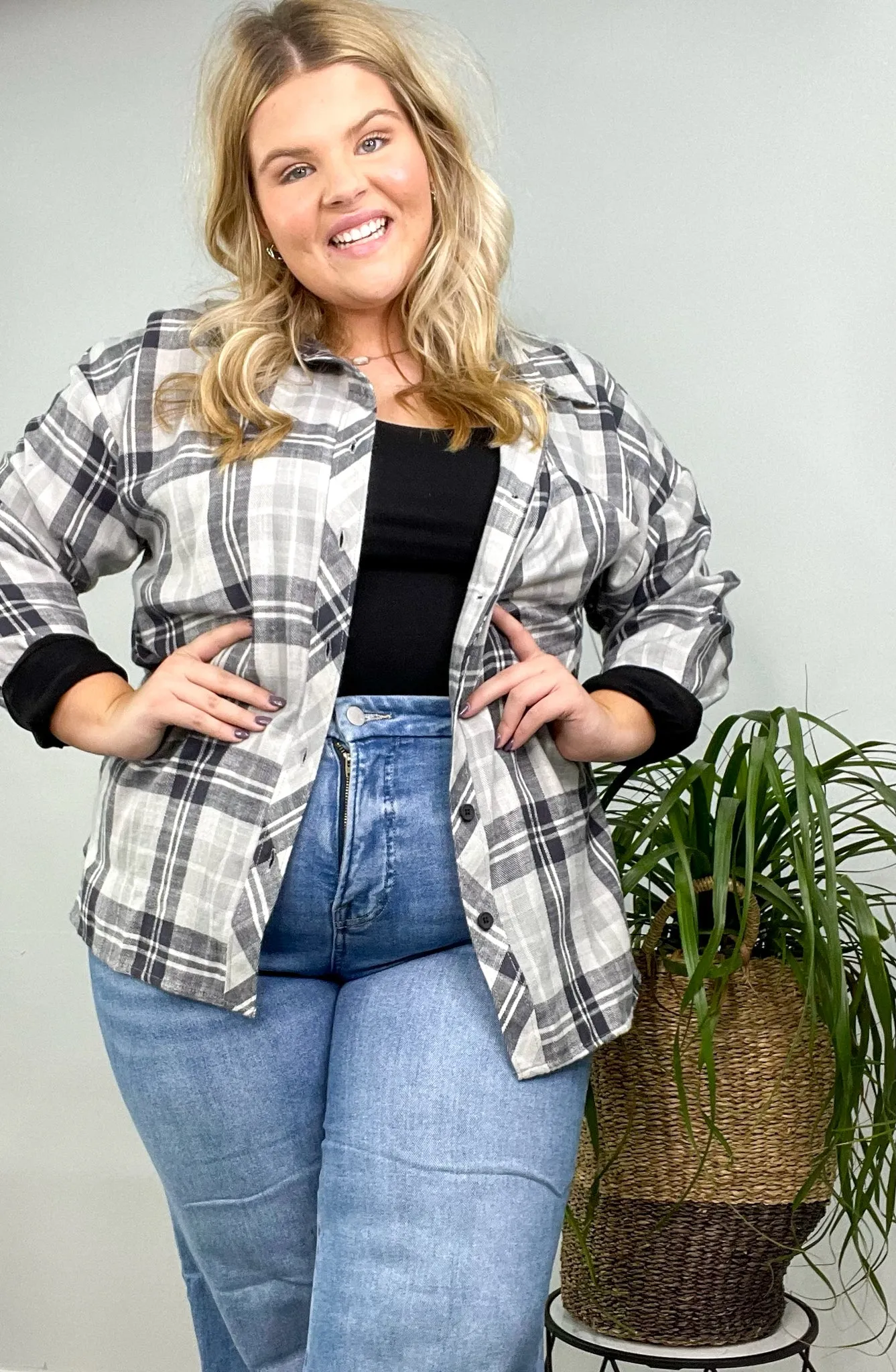 High Five Curvy Oversized Boyfriend Flannel