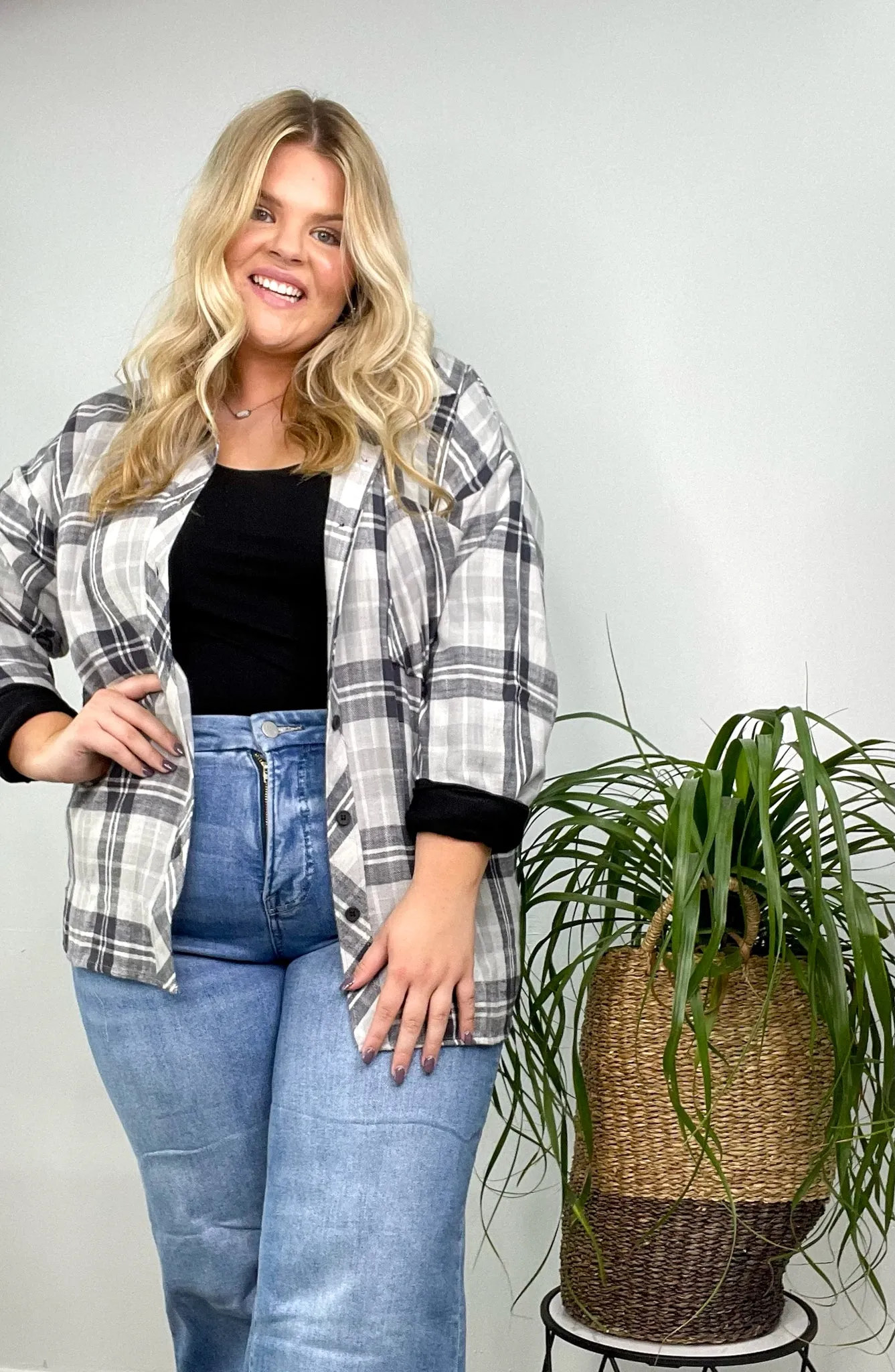 High Five Curvy Oversized Boyfriend Flannel