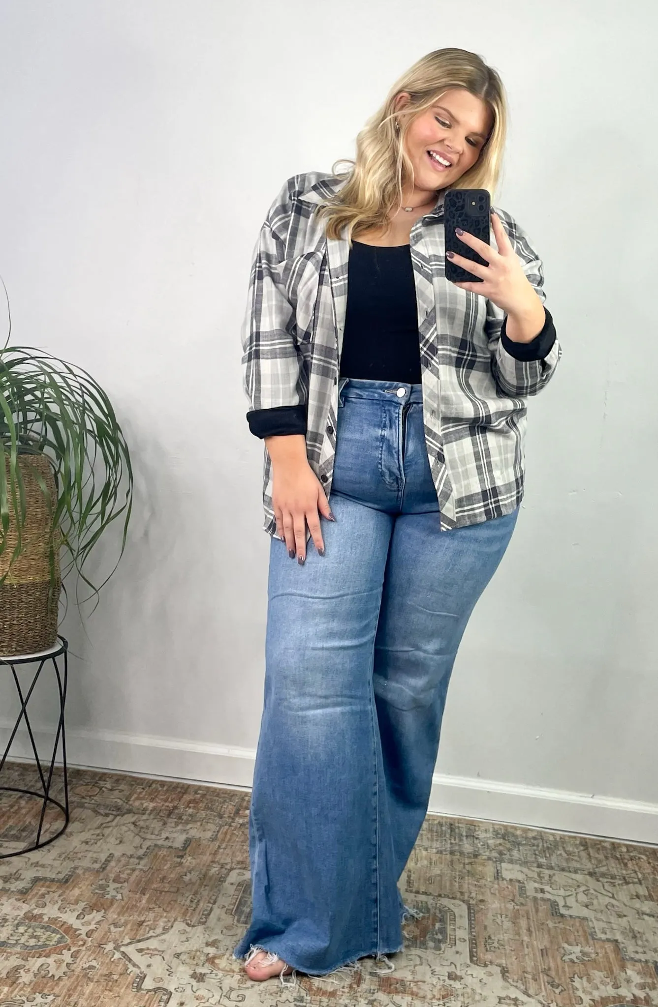 High Five Curvy Oversized Boyfriend Flannel