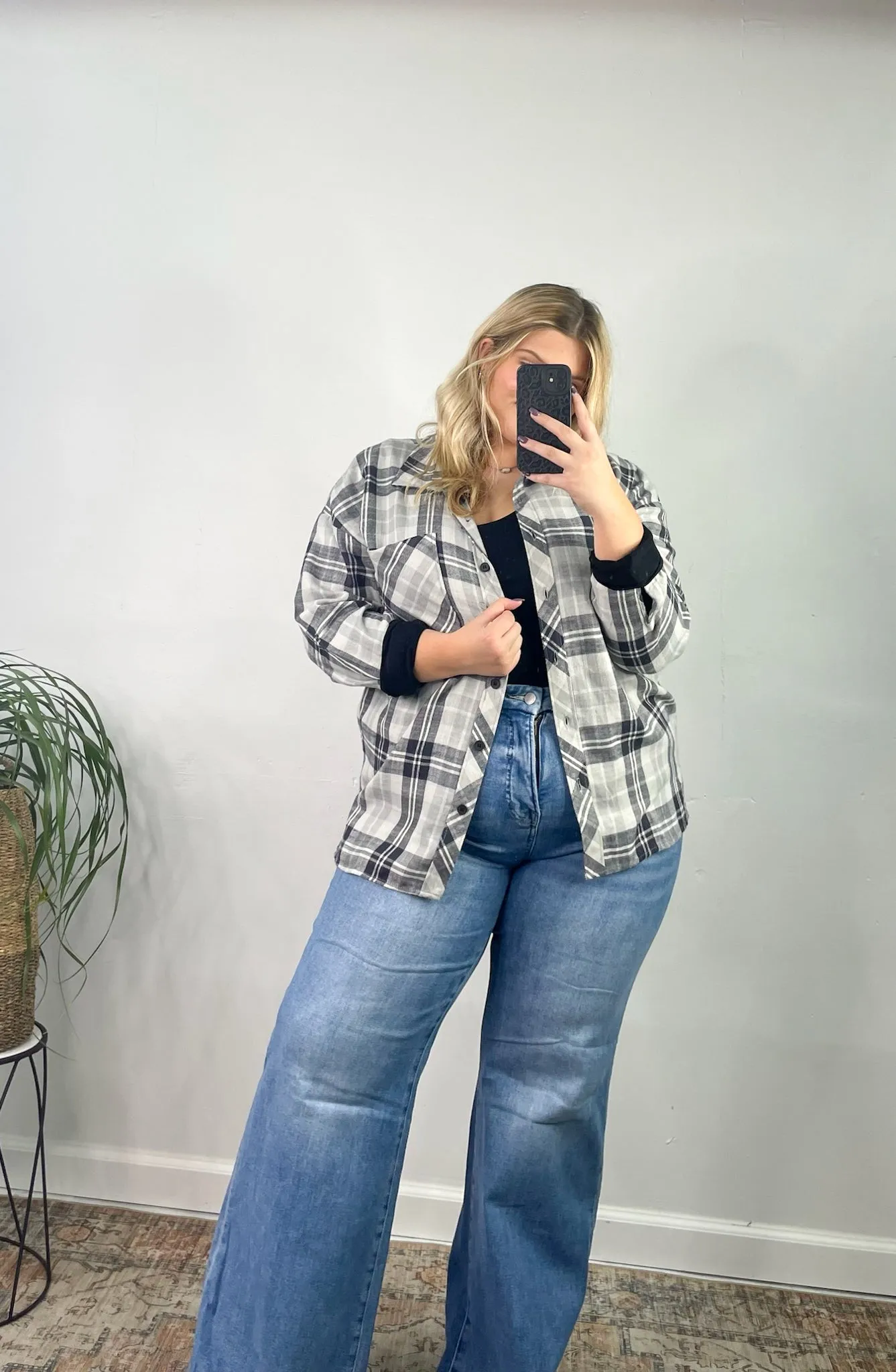 High Five Curvy Oversized Boyfriend Flannel