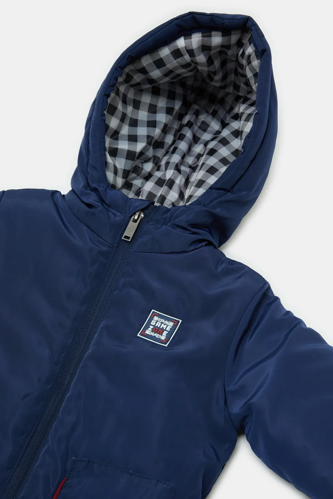 Infant Boys Navy Hooded Jacket