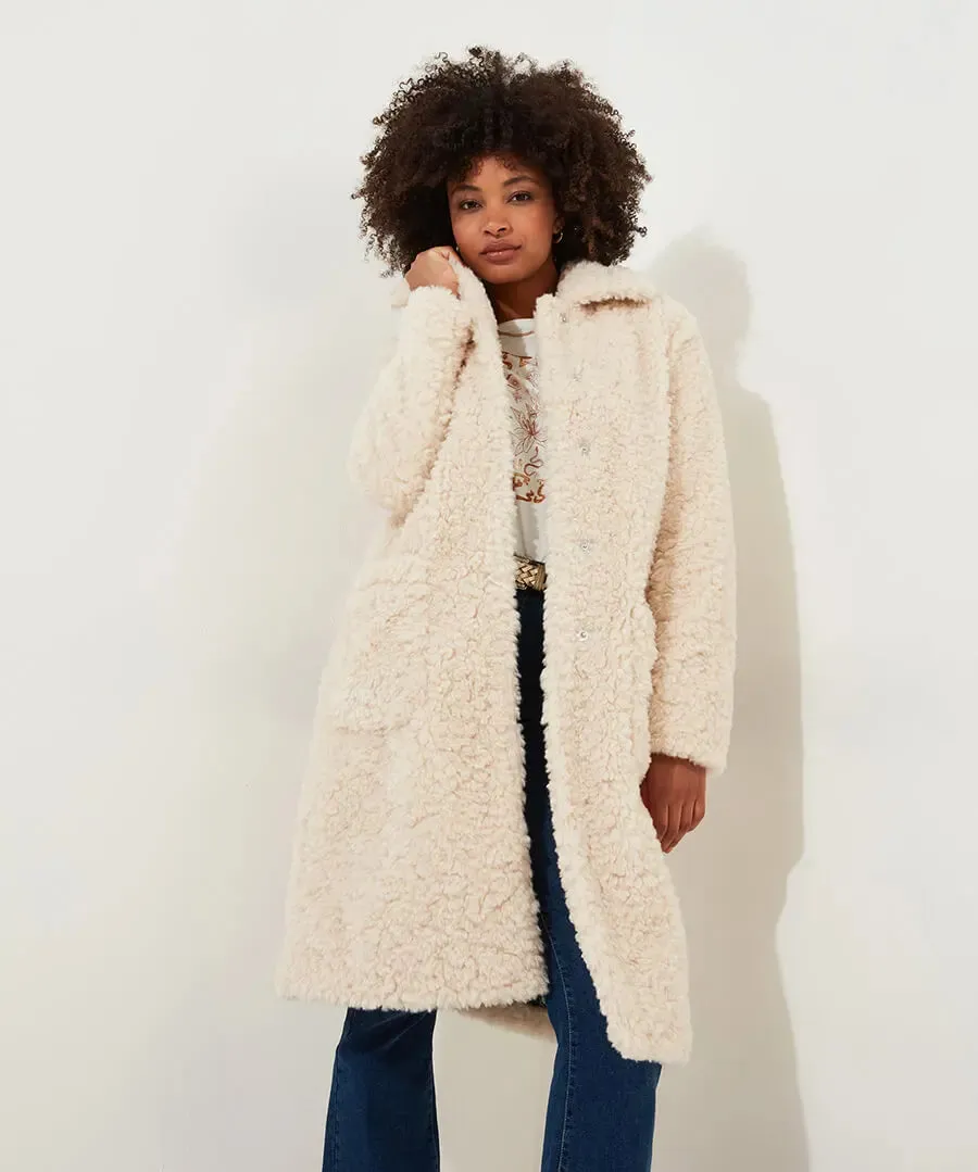 Joe Browns 12 Cream Cosy Up Furry Coat