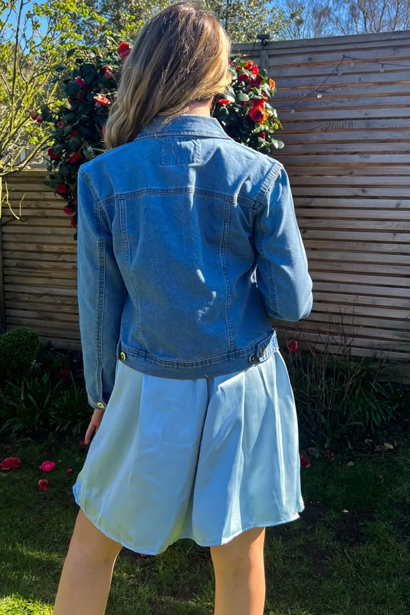 LIGHT BLUE COTTON STRETCH DENIM JACKET