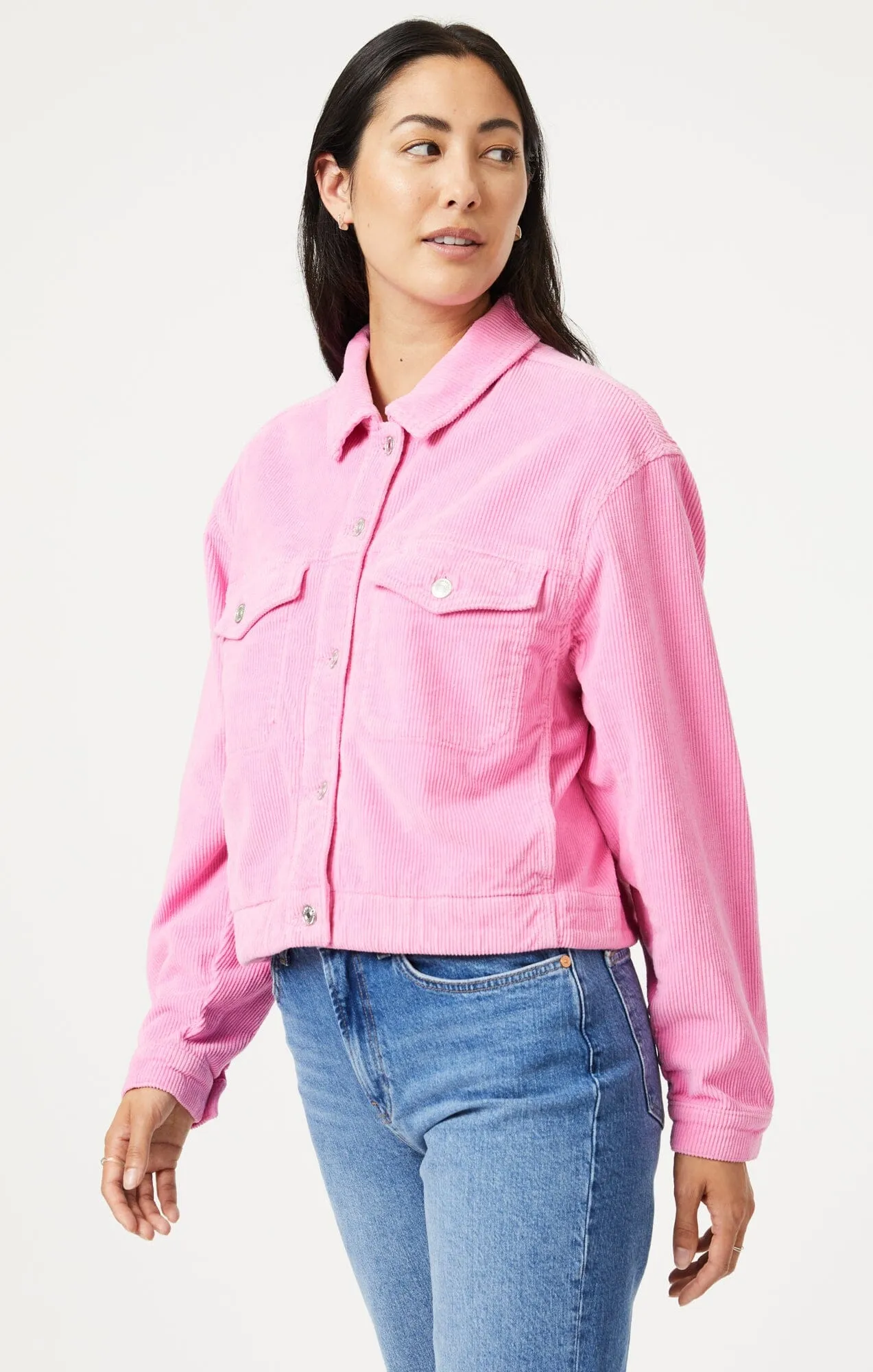 MAREN CROP JACKET IN PINK CORD