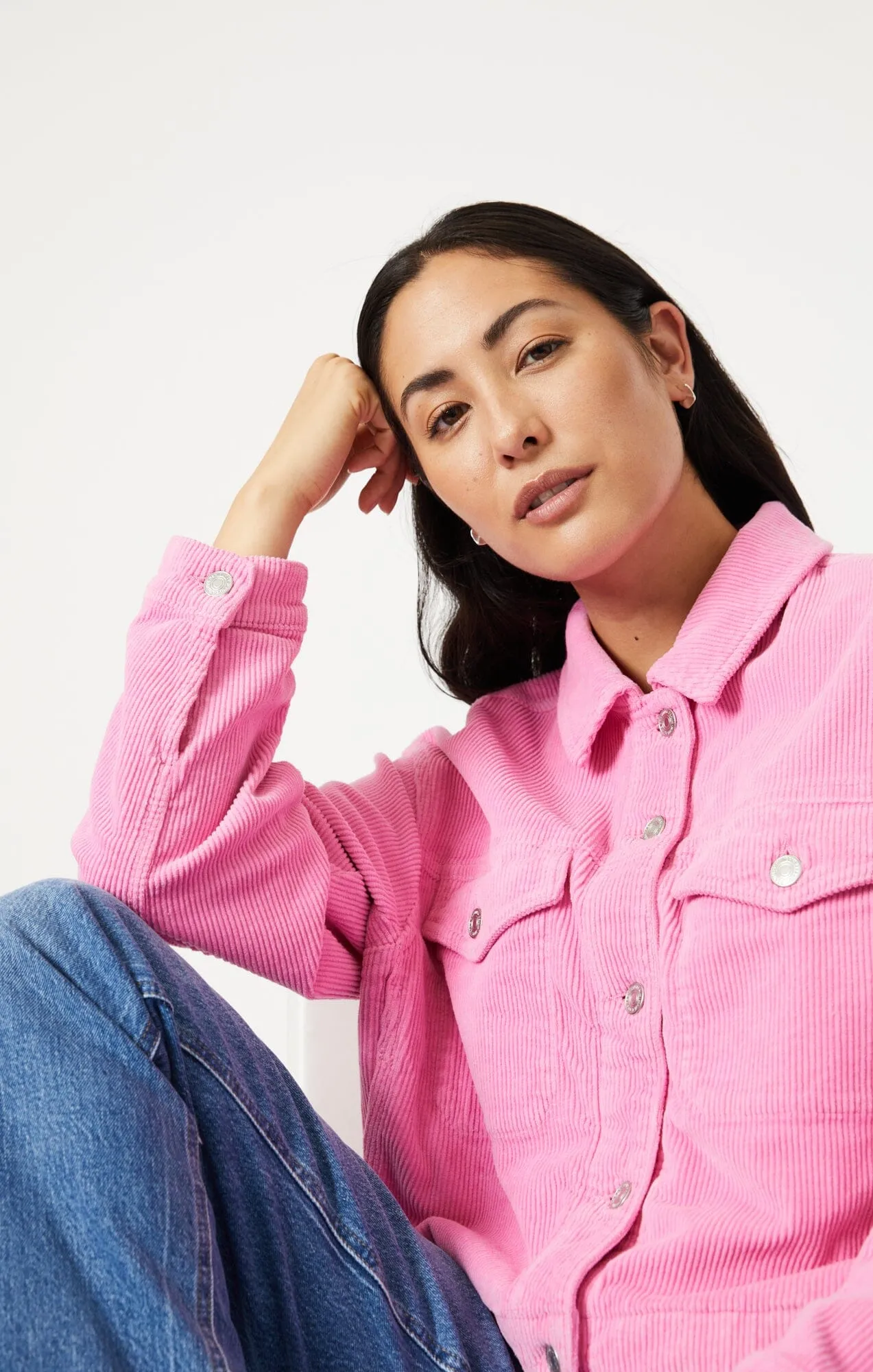 MAREN CROP JACKET IN PINK CORD