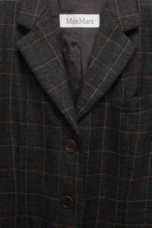 MAX MARA TARTAN CASHMERE WOOL BLAZER