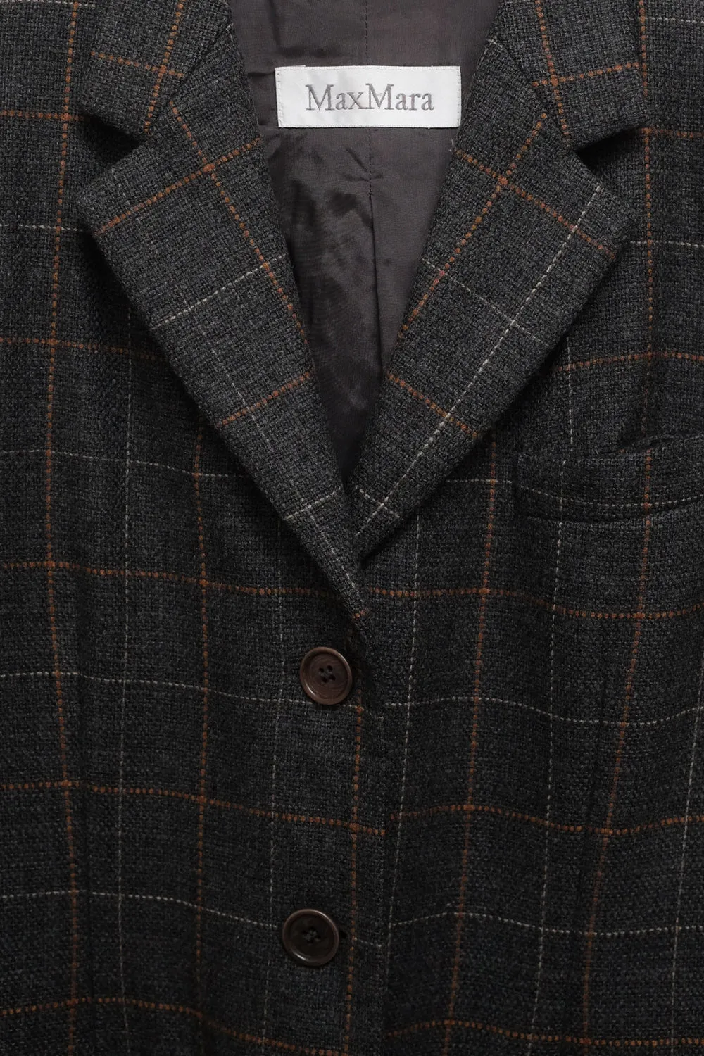 MAX MARA TARTAN CASHMERE WOOL BLAZER