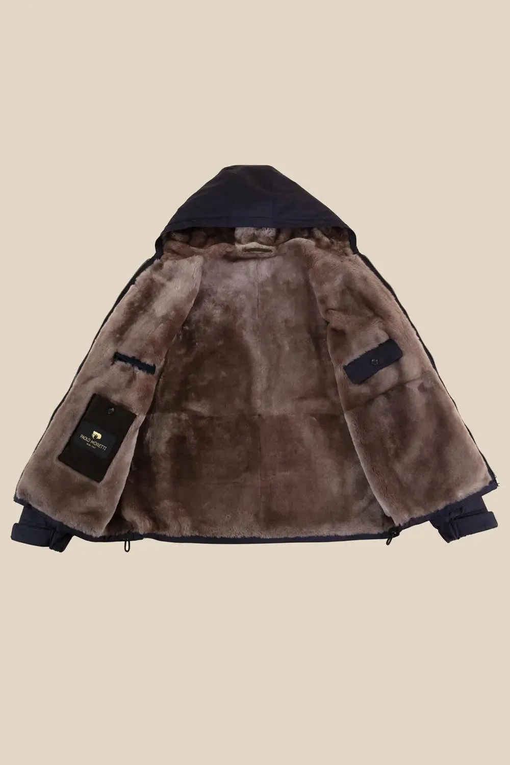 Mens parka jacket with fur hood