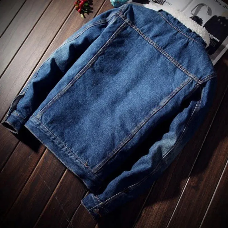 Men's Warm Fleece-Lined Denim Cowboy Jacket