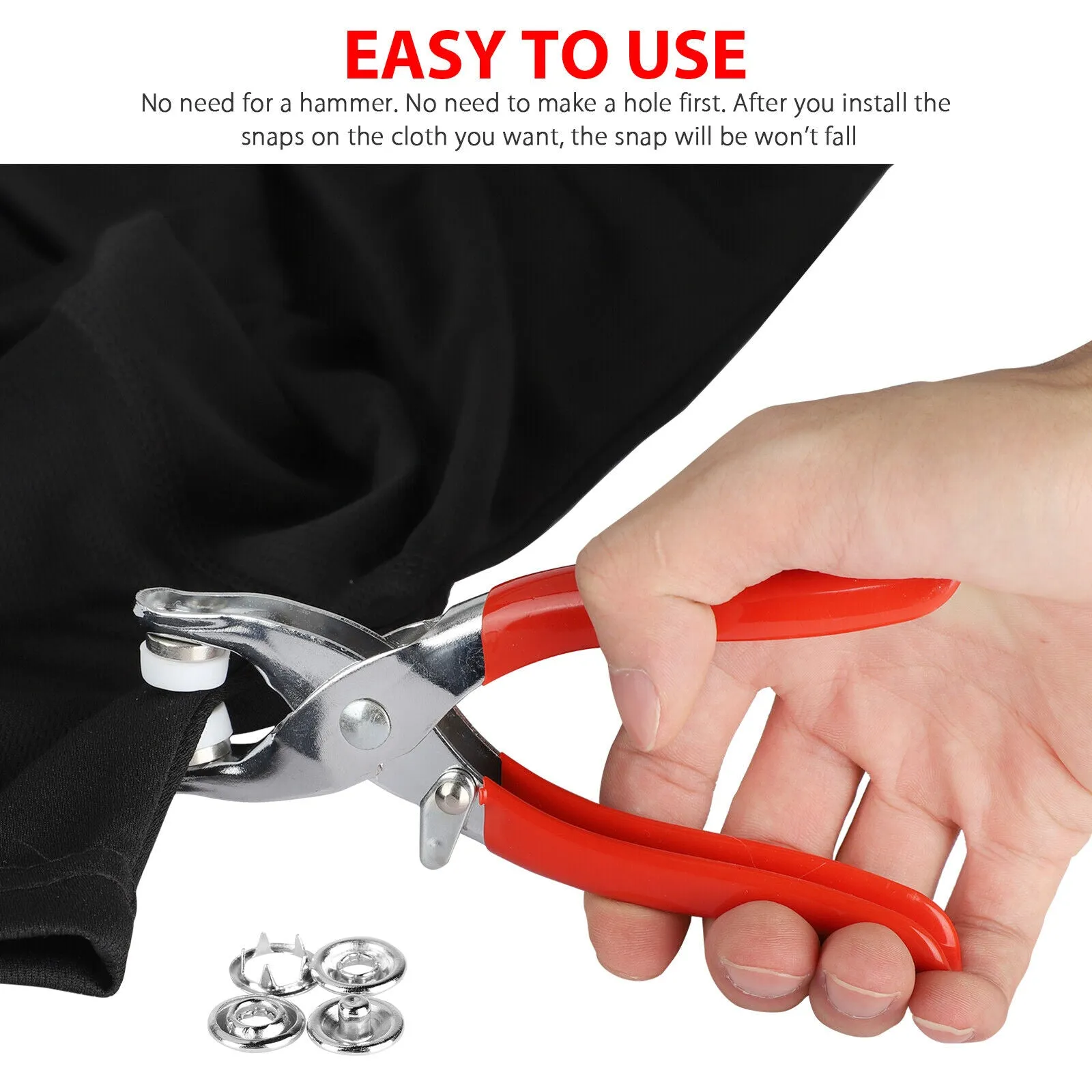 Metal Snap Buttons Rings with Fastener Pliers - 100pc