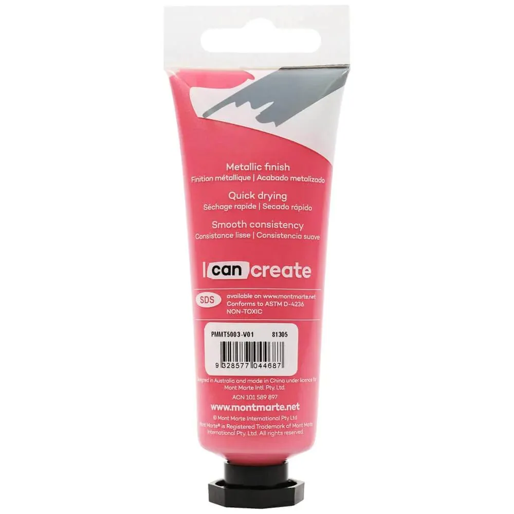 Metallic Acrylic Paint Premium 50ml (1.7 US fl.oz) Tube - Magenta - Mont Marte