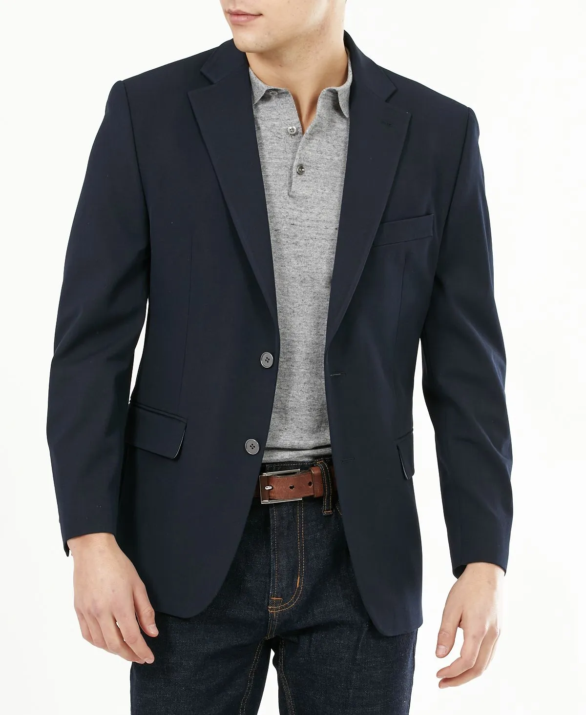 Michael Kors Men's Solid Stretch Modern Fit Blazer, Blue