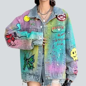 Neon stains painted denim jacket