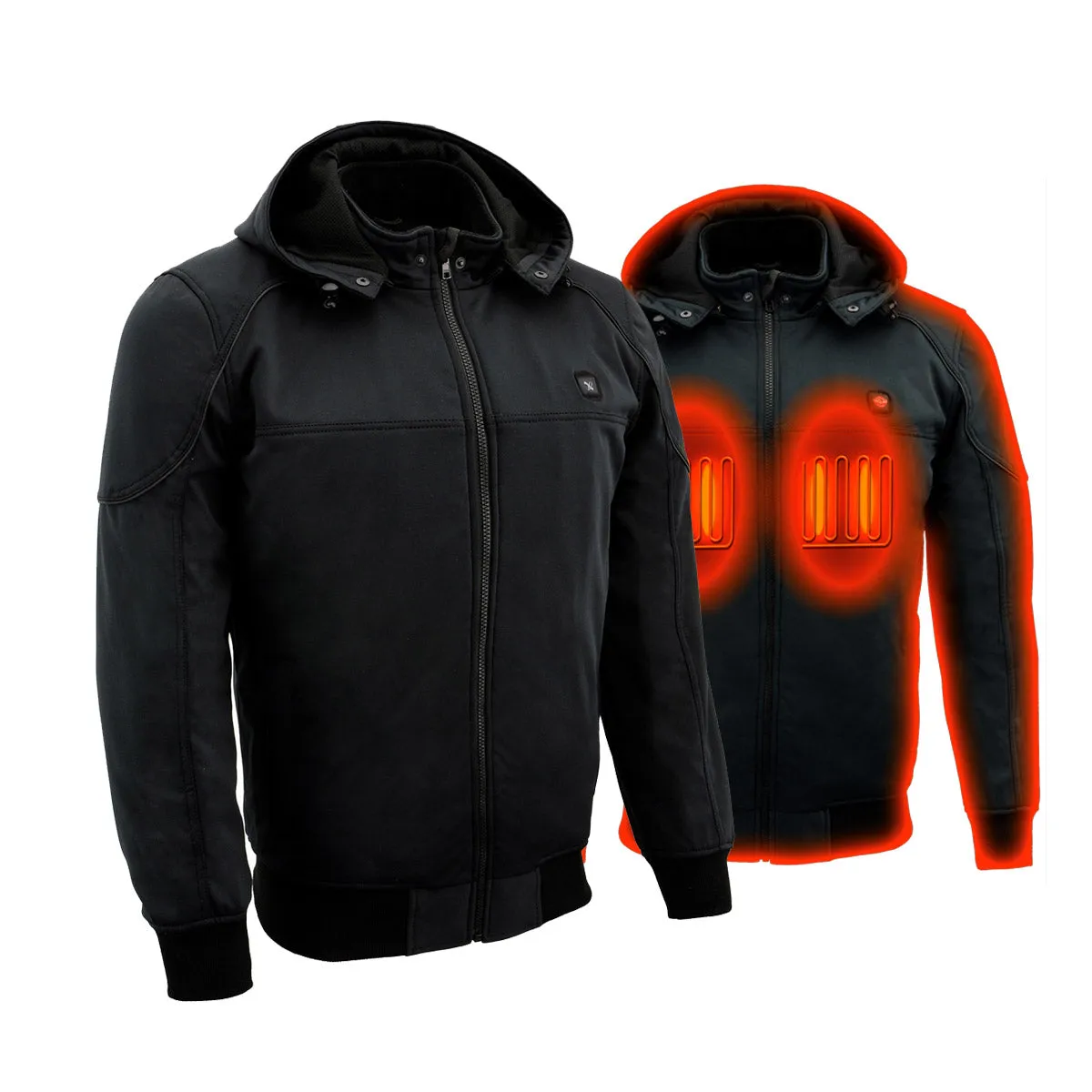 Nexgen Heat NXM1761SET Men’s Black Igniter 'Heated' Soft Shell Racing Style Motorcycle Heated Jacket w/ Battery