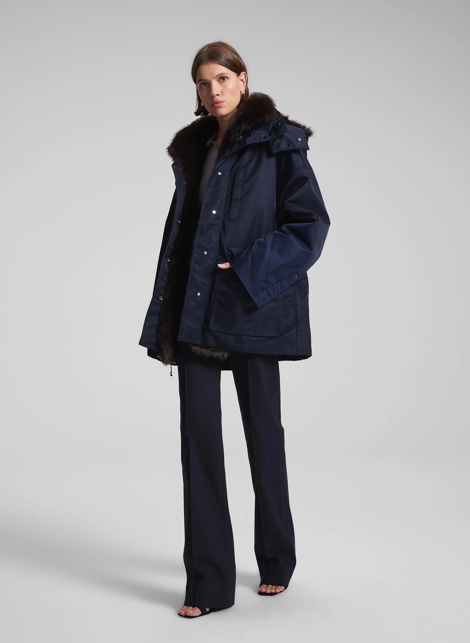 Nolan Faux Fur Trim Coat