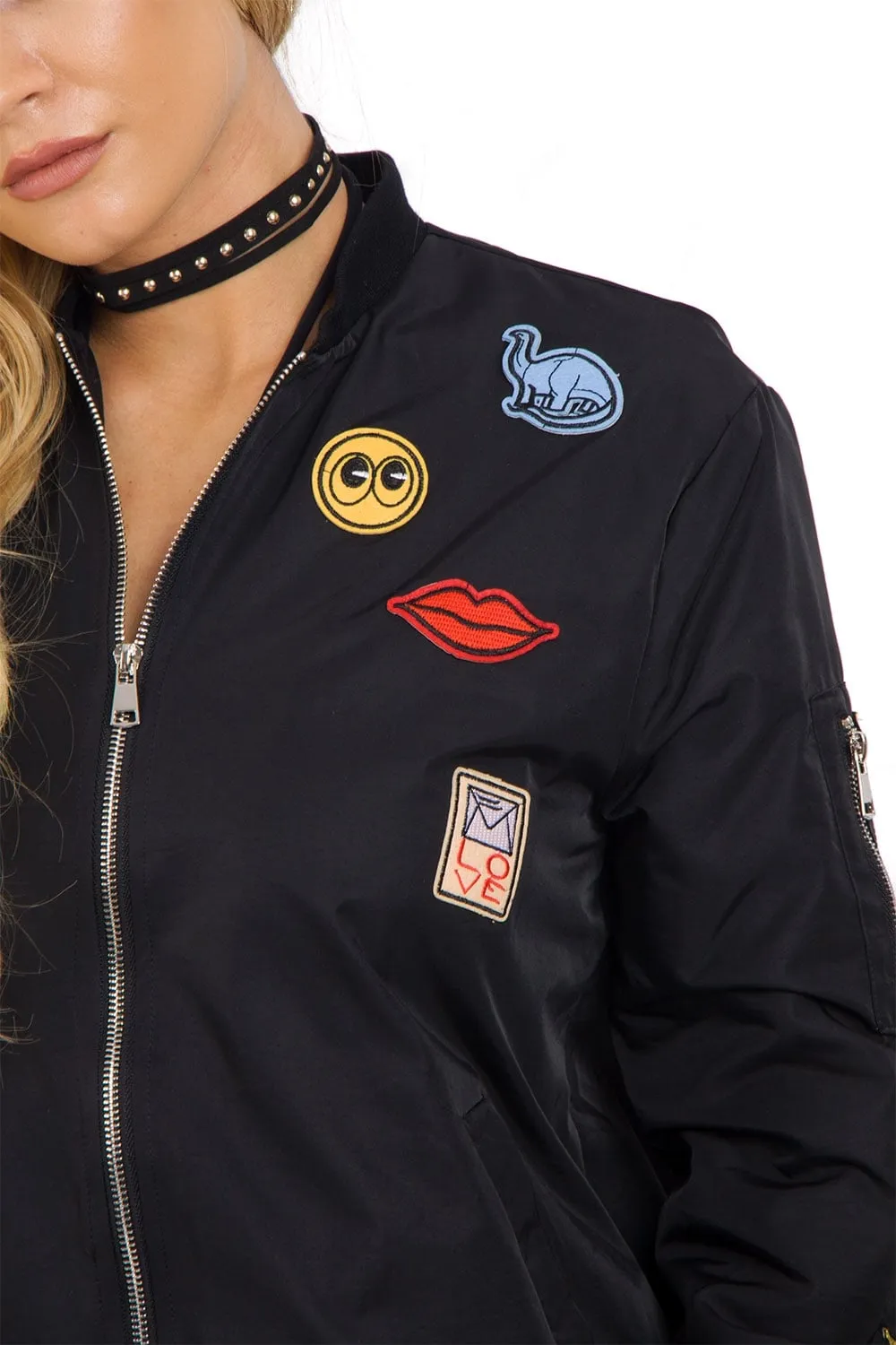 Oversized Applique Bomber Jacket