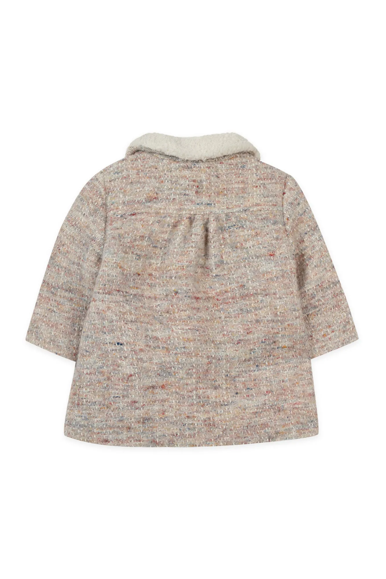 Pink Tweed Sherpa Collar Baby Coat