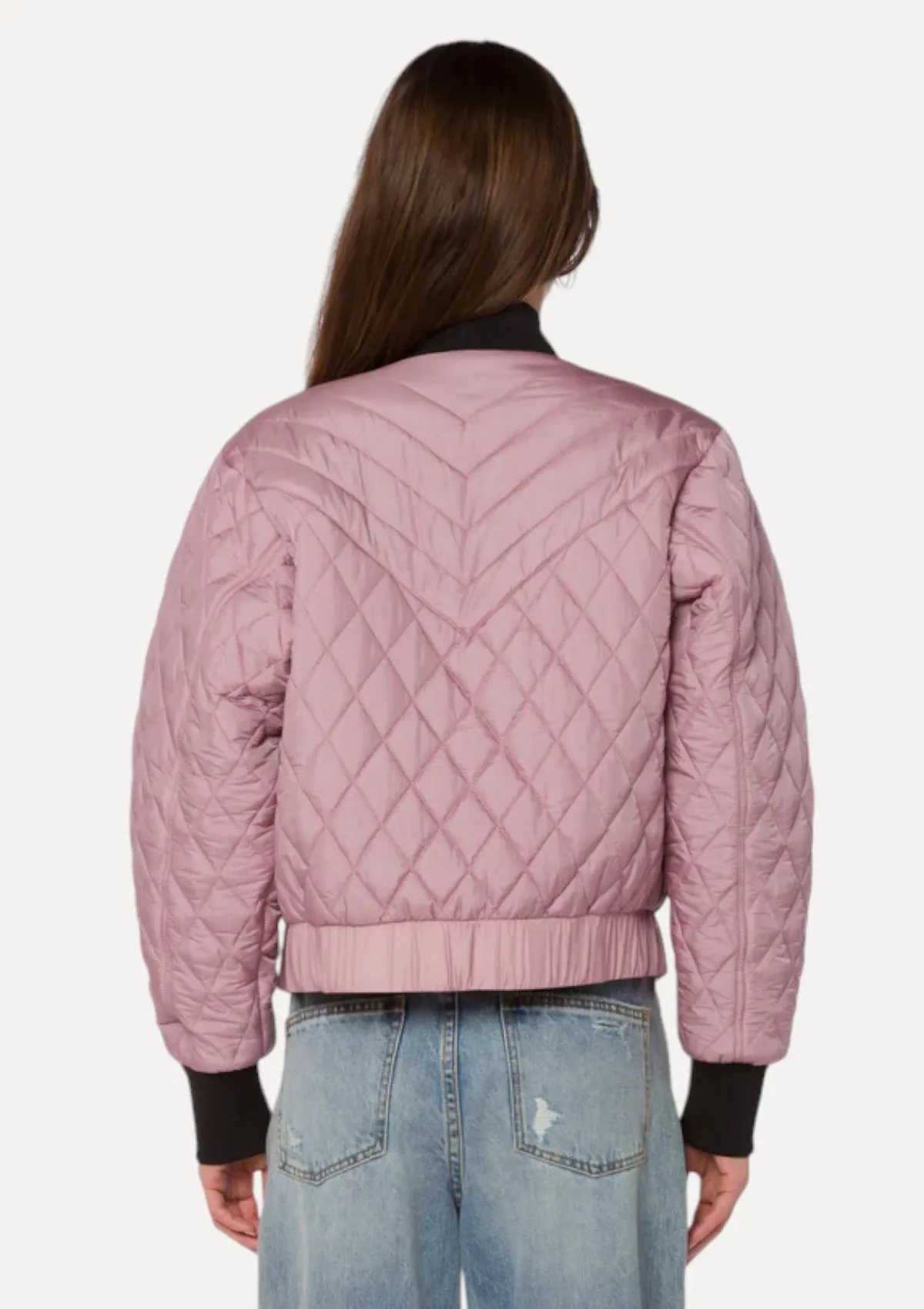 Sakura Long Sleeve Quilted Bomber Jacket - Muted Mauve