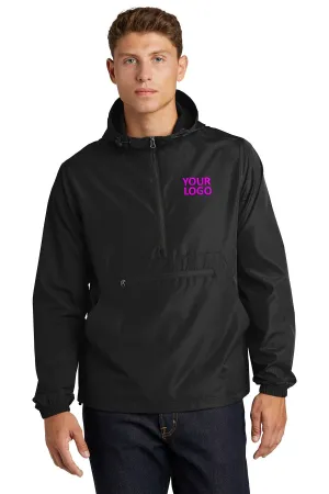 Sport-Tek Packable Custom Anorak Jackets, Black