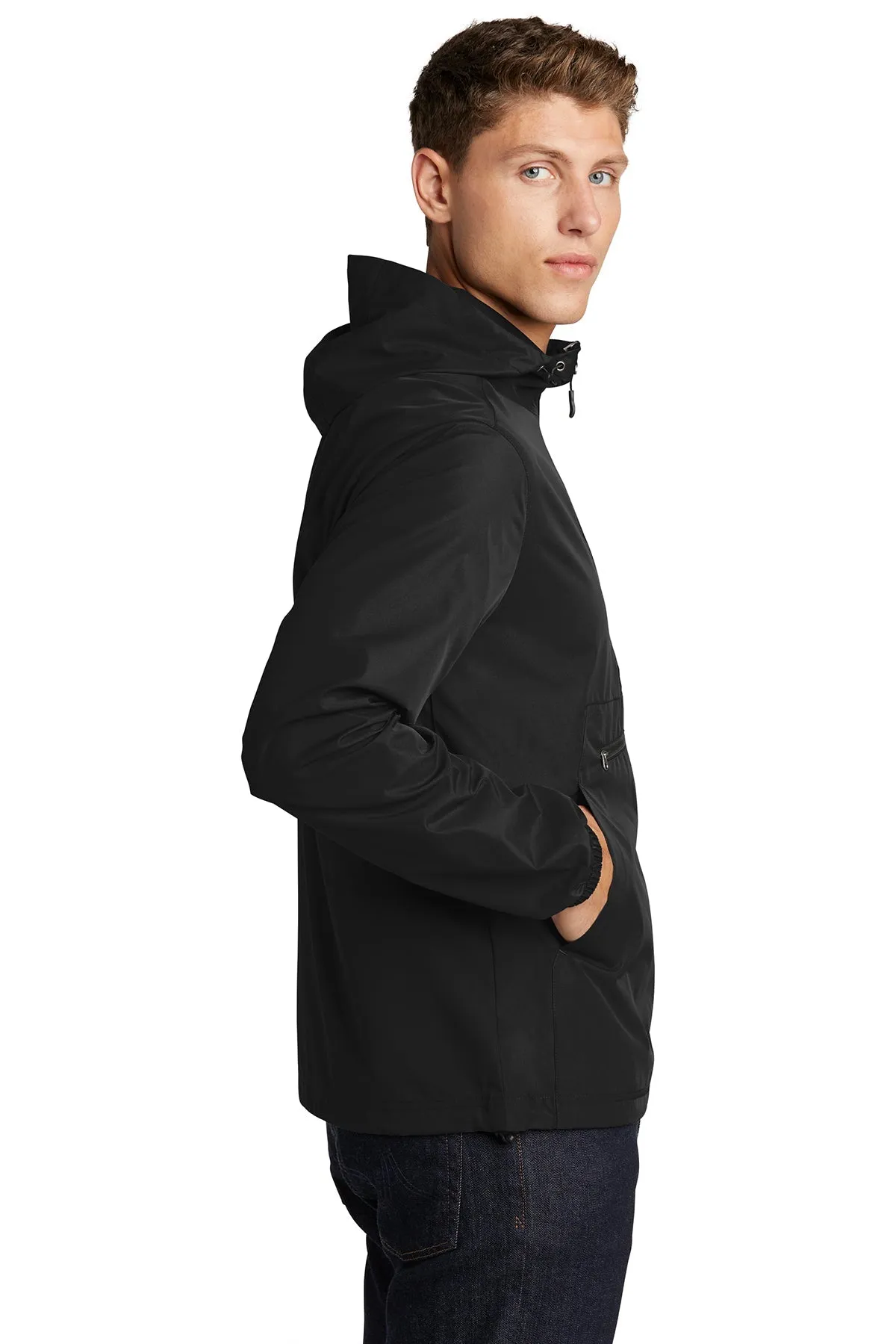 Sport-Tek Packable Custom Anorak Jackets, Black