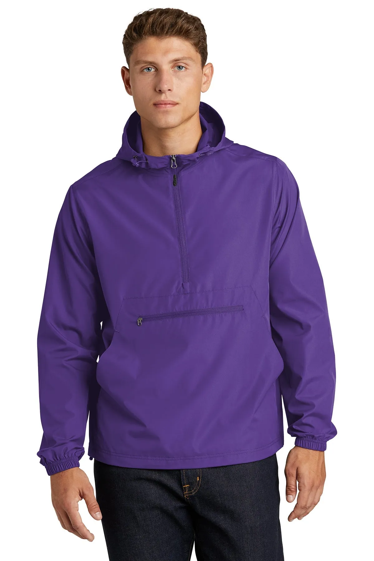 Sport-Tek Packable Custom Anorak Jackets, Purple