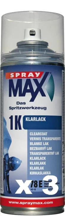 Spray Max 1K Uniclear Acrylic Gloss Lacquer Aerosol 500ml x 3