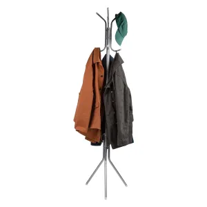 timeless Standing Metal Coat Rack Hat Hanger 8 Hook for Jacket, Purse, Scarf Rack, Umbrella Tree Stand, Lightweight, Silver